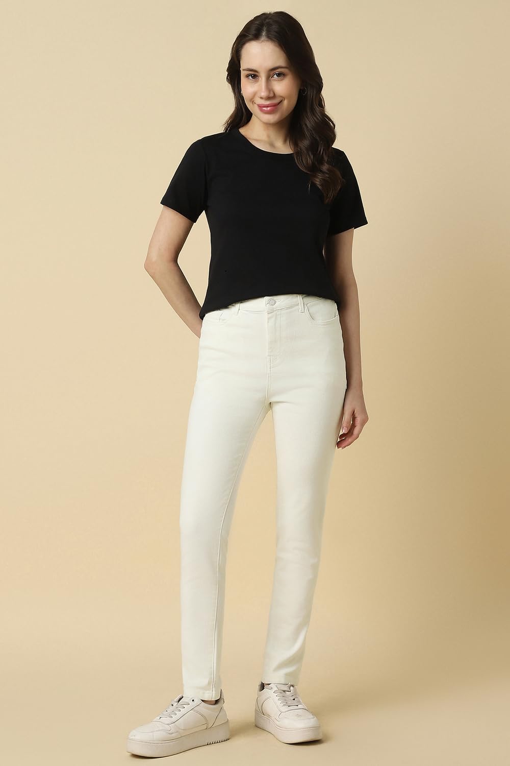 Allen Solly Women White Dark Wash Jeans