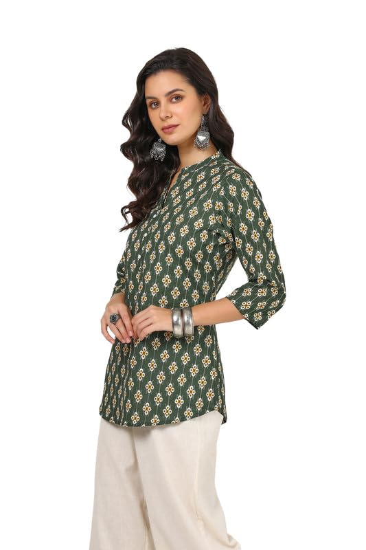 Soch Womens Green Cotton Ajrakh Print Tunic