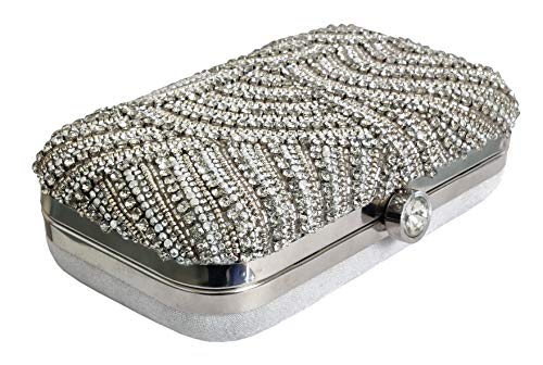 DUCHESS Women and Girls Embroidered Silver Clutch
