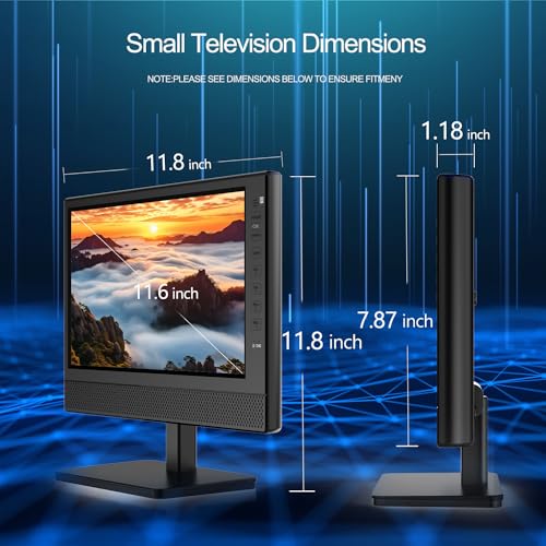 ZOSHING 12inch Portable TV,Small TV with Aerial,Recharge battery,Digital T2 Tuner and HDMI,USB/TF slot and 12v charge cable/AC adapter