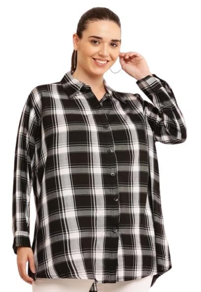 Trendy Oversized Tunic Style Shirt for Plus Size Women Black 9XL