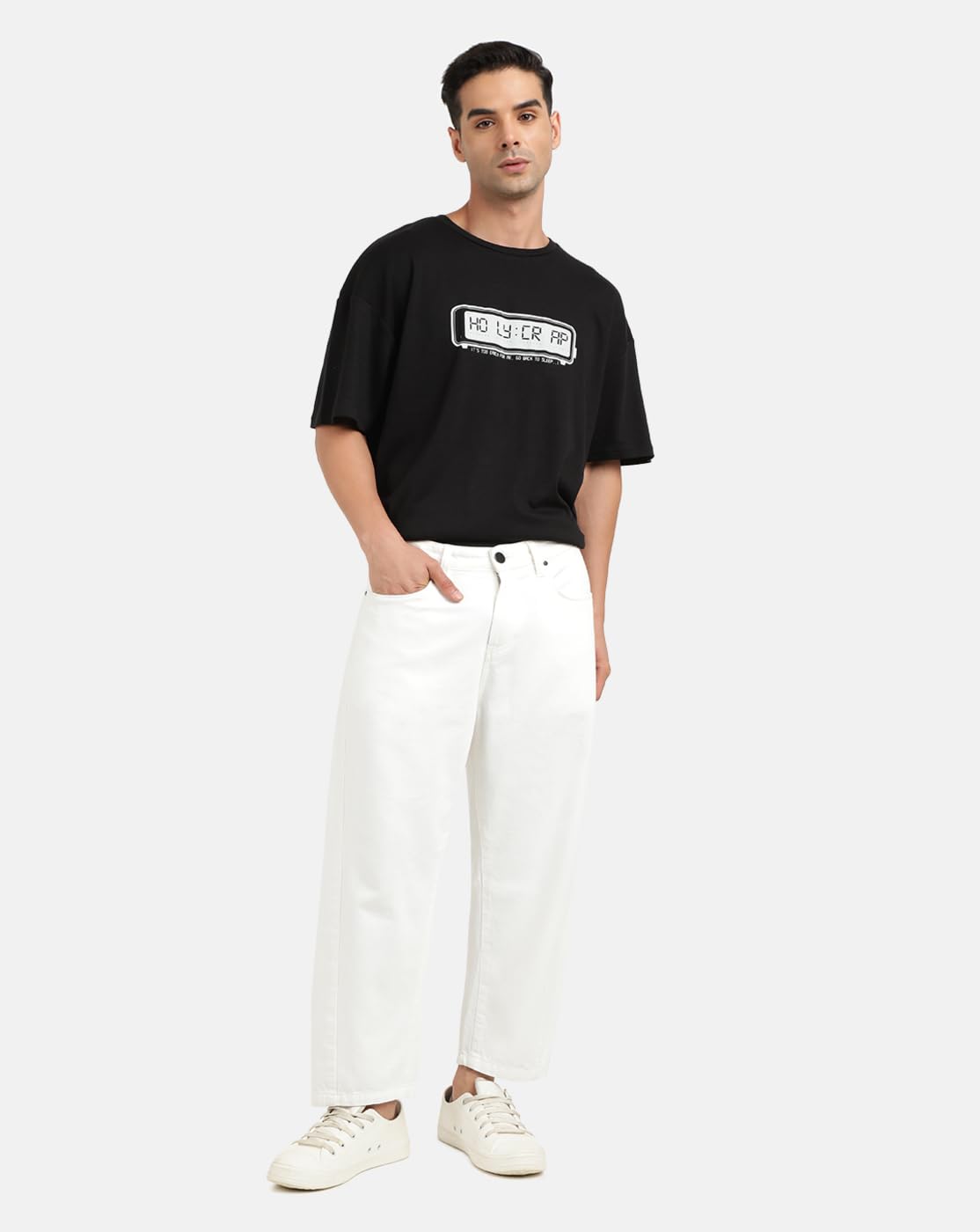 BENE KLEED Jeans for Men|Men White Loose Relaxed Fit Solid Cropped Jeans | 100% Cotton Trendy and Casual