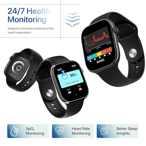 Fire-Boltt Ninja X Ring Smart Watch with 1.96” Large Display, Bluetooth Calling, Wireless Charging, AI Voice Assistant, 500+ Watch Faces, Health Suite, Smart Watch for Man & Woman – Black S