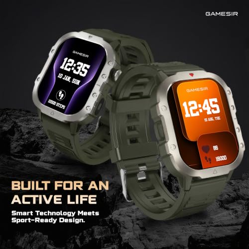 GameSir Forge 1 Smart Watch for Men & Women, 2.19" Full Touch Display, Bluetooth Calling, Fitness Tracking, Message Notifications, Android & iOS Compaatible - (Green)