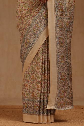 Soch Womens Yellow Art Silk Floral Print Saree