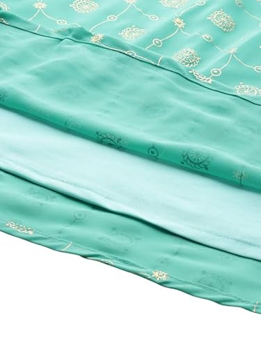 Ethnic Motifs Printed Sequence Detail Draped Maxi Dress