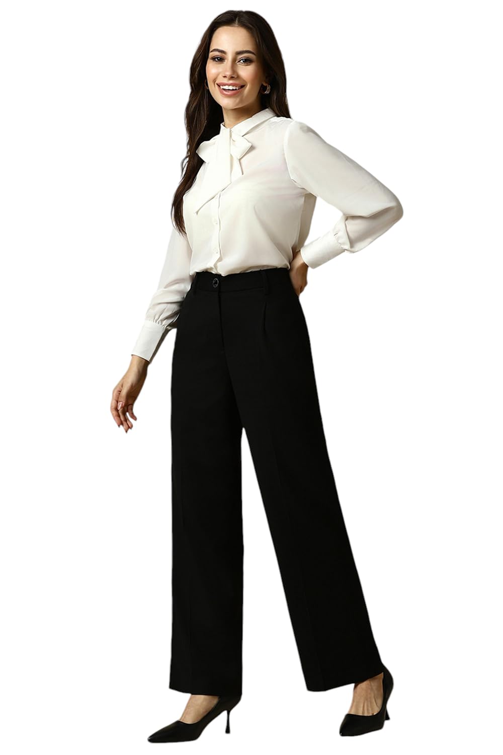 Allen Solly Women's Regular Casual Pants (AHTPEPZPN69386_Black