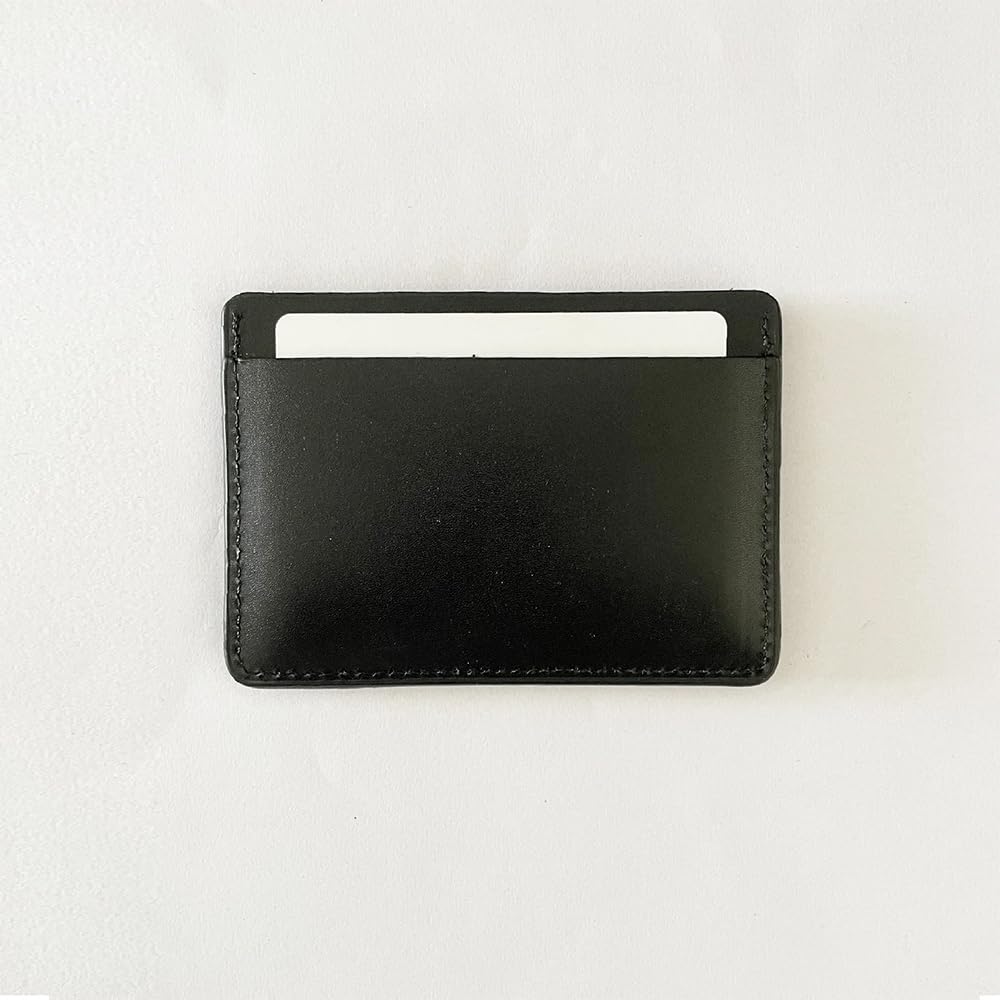 Atoll Leather Slim Card Holder Wallet for Men, Minimalist Credit Card Holder, Genuine Leather Stylish Card Wallet for Men, 3 Card Slot and Large Cash Compartment (Black)