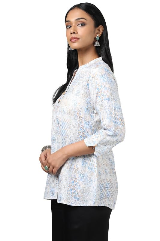 Soch Womens Cream Linen Ethnic Motifs Tunic