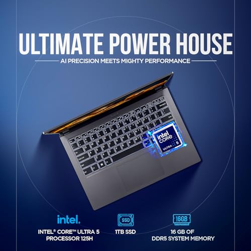 acer Aspire Go 14, Intel Core Ultra 5 125H (14th Gen),16GB DDR5 RAM/1TB SSD, WUXGA IPS, 14.0"/35.56 cm, Win 11, MS Office, Steel Gray, 1.5 kg, AG14-71M,Backlit Keyboard, AI Powered Premium Laptop