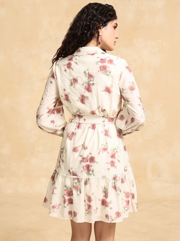 Kazo Lily Mini Dress W Belt Beige