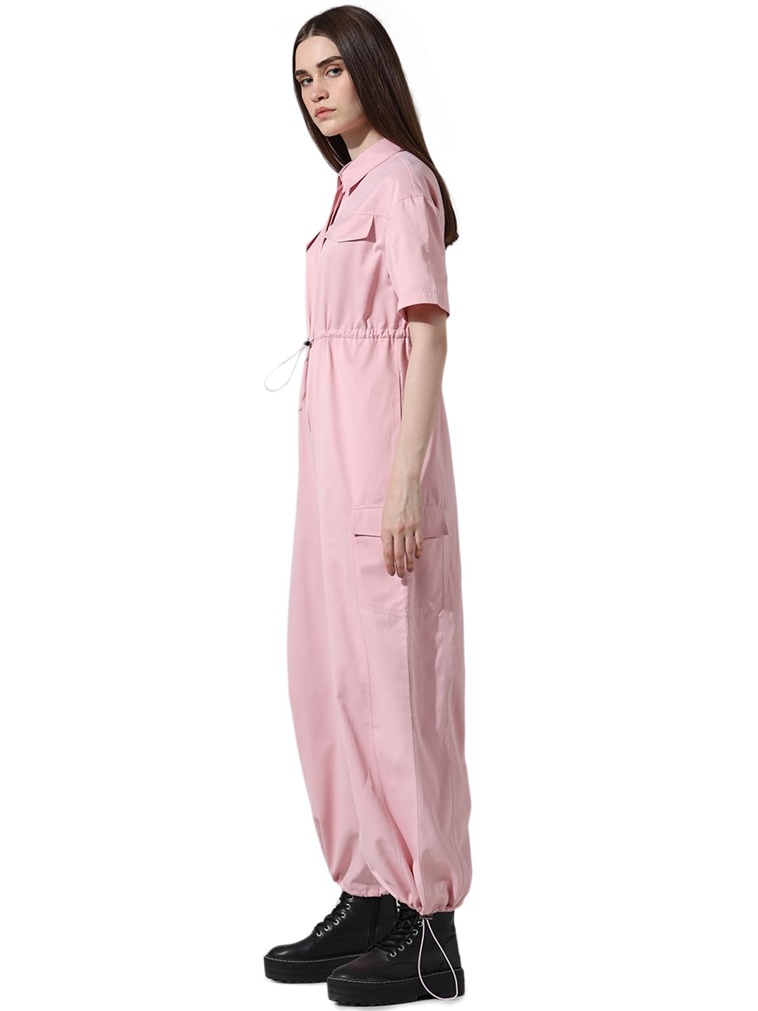 ONLY Women Solid Polyester Pink Jumpsuit