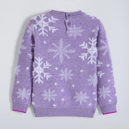 Hopscotch Girls Purple Full Sleeves Textured Fabric Snowflake Sweater for Age (6-7 Years)