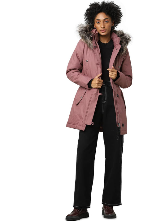 Only Polyester Women's A-Line Coat (15213755-Rose Brown_Rose Xs), Standard Length