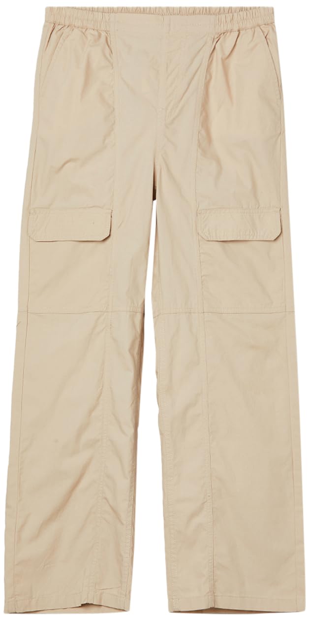 Max Girls Solid Cargo Trousers, Beige, 8-9 Y