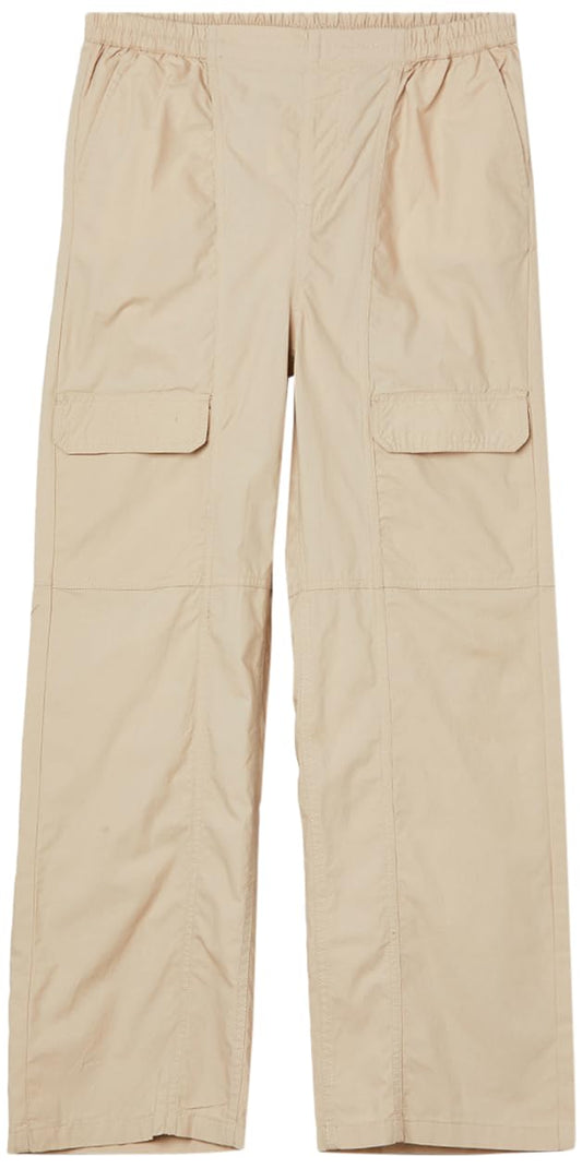 Max Girls Solid Cargo Trousers, Beige, 8-9 Y