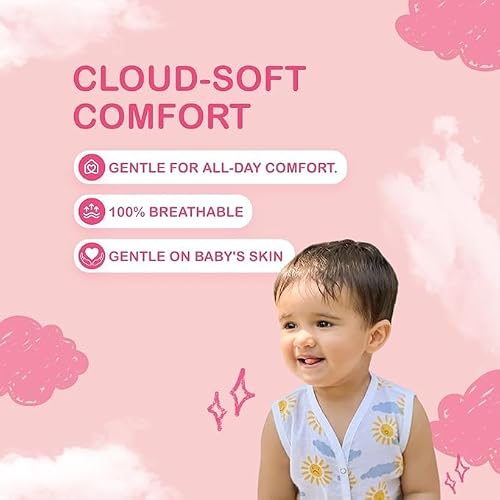 Kidbea Cotton Muslin Jhabla for Newborn Boys & Girls Sleeveless V-Neck Vest with Button Closure | Cute Multi Printed Baby Jabla, Pack of 2 (0-3 Months)