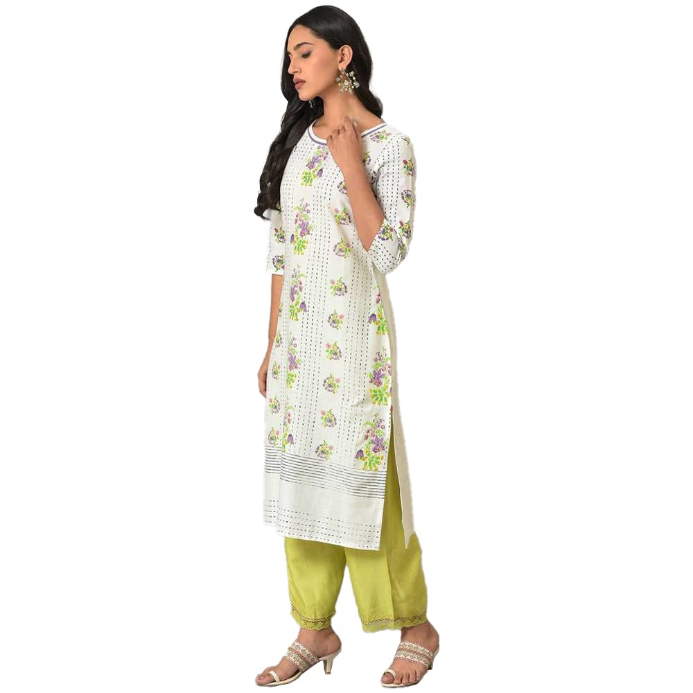 W for Woman Women's Cotton Blend Regular Fit Kurta (23FEW18915-119814_Ecru_3XL)