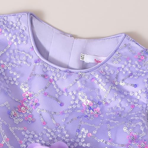 Hopscotch Girls Purple Full Sleeves Sequinned Floral Party Dress for Age (4-5 Years)