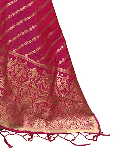 VUBA Women's Satin Embroidered Suit Semi Stitched Top with Unstitched Bottom and Pure Banarasi Dupatta Dress Material(Pakistani Salwar Suit),Yellow, Knee-Length, Casual Dress
