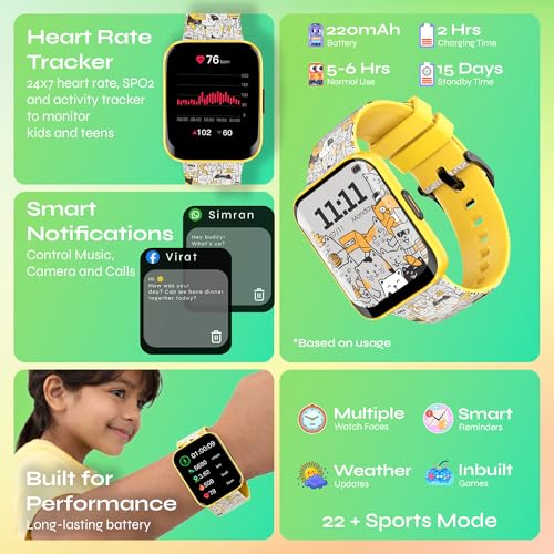 WatchOut Champion Smart Watch for Kids with Habit Builder & Health Tracking | Curved Smartwatch with Waterproof | Activity Tracker for Children | School-Safe Smart Watch for Boys & Girls Ages 3–17