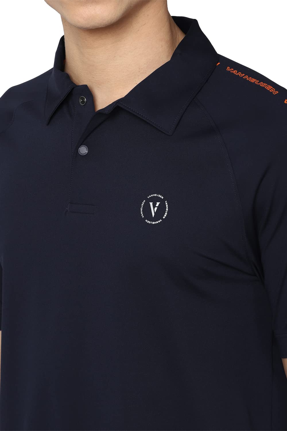 Van Heusen Flex Men's Solid Regular T-Shirt (VFKPARGFZ81929_Blue L)