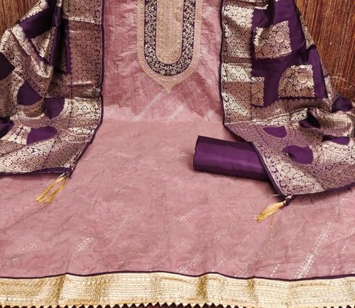 Leeli Peeri Designer Women's Banarasi Jacquard With Coding Work Unstitched Dress Material