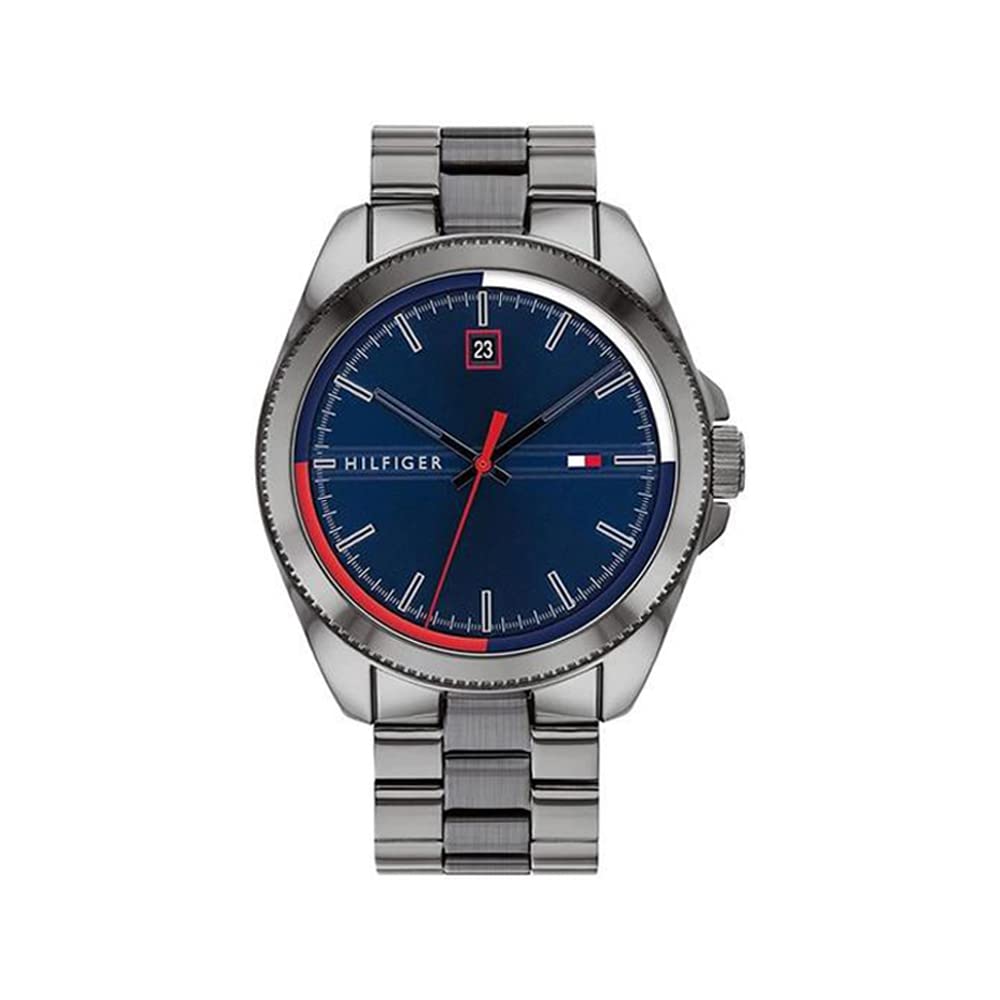 Tommy Hilfiger Men Stainless Steel Analog Blue Dial Watch-Th1791687, Band Color-Gray