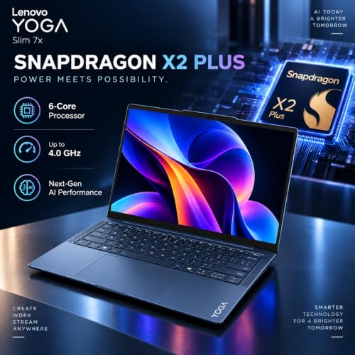 Lenovo Yoga Slim 7X Gen 11 14-inch/35.56cm WUXGA OLED Laptop, Snapdragon X2 Plus 6-Core, 16GB LPDDR5X RAM, 512GB SSD, Integrated Graphics, Windows 11 SL, MS Office 2024