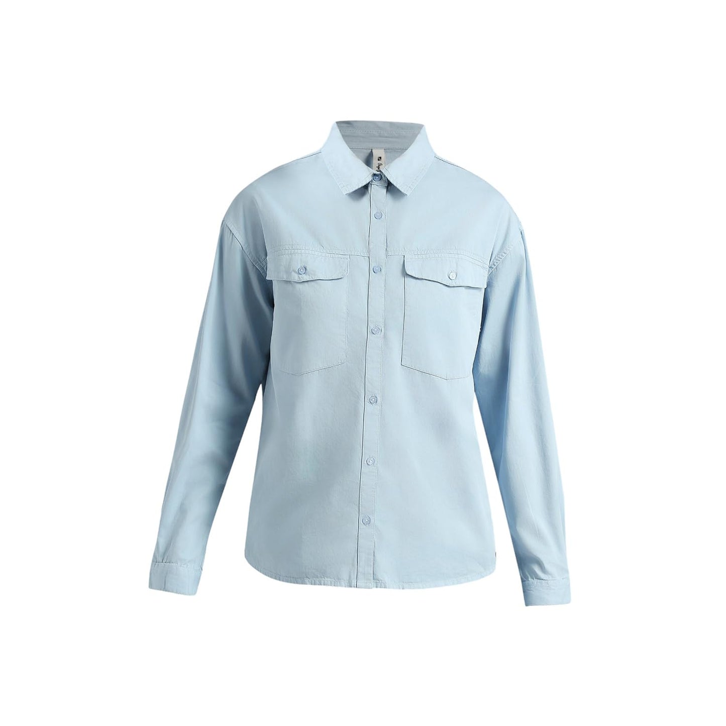 Pepe Jeans Women's Solid Relaxed Fit Shirt (PL304911_Blue