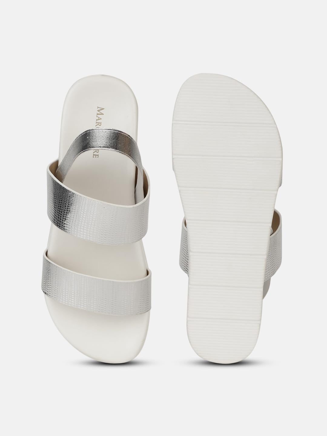 Marc Loire Women Embellished Platform Heel Fashion Sandal with Adjustable Ankle Strap (Silver, 4)