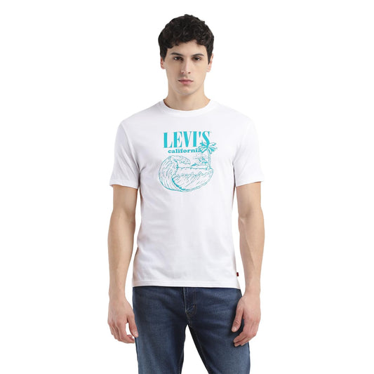 Levi's Men's Crew Neck Regular Fit Graphic T-Shirts White