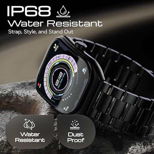 Boult Newly Launched Trail Pro Smartwatch 2.01'' 3D Curved Screen+AMOLED, BT Calling 5.3, 600 Nits Brightness, IP68, 250+ Watchfaces, 120+ Sports Modes, AI Voice Assistant, SpO2 Tracking (Metal Black)