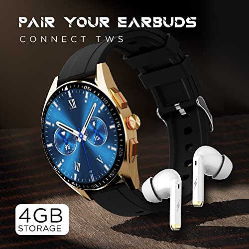 Fire-Boltt Invincible Plus 1.43" AMOLED Display Smartwatch with Bluetooth Calling, TWS Connection, 300+ Sports Modes, 110 in-Built Watch Faces, 4GB Storage & AI Voice Assistant (Gold Black)