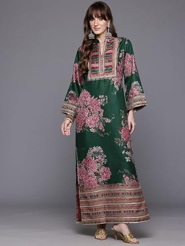 Ahalyaa Women's Printed Ethnic Kurtas for Every Occasion Green