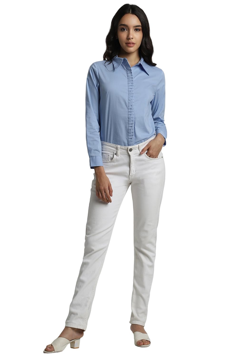 Allen Solly Women's Regular Fit Shirt (AHSFWRGFR00858_Blue