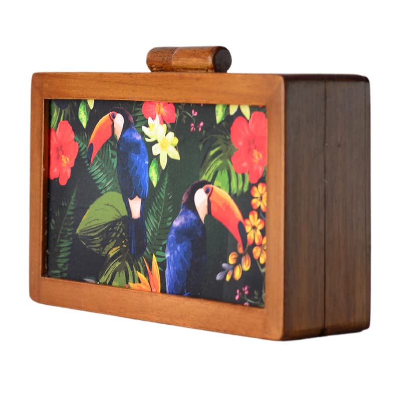 Artklim Fashionable Floral Print Wooden Clutch