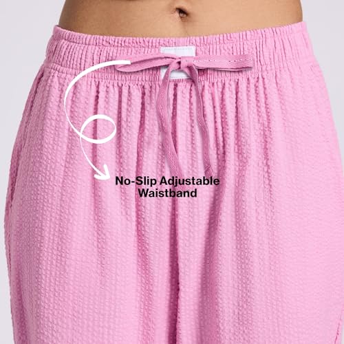 NYKD Essential Cotton Pyjama Coord Set with Crew Neck Cotton Knit Tee Nys943 Pink Seer