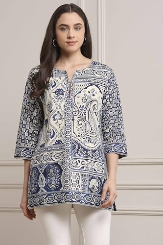 Biba Women Indigo Cotton Straight Kurta_46
