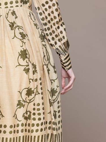 Ritu Kumar Beige Kariyana Fit & Flare Full Sleeve Dress
