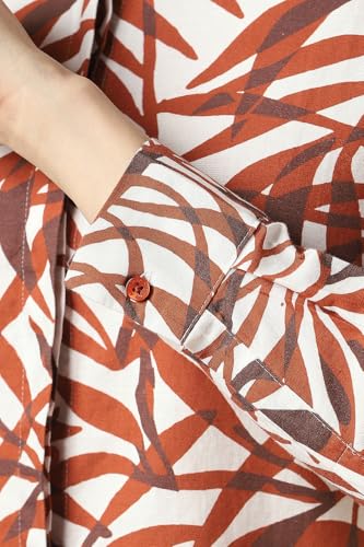 Women Brown Print Long Sleeves Shirt