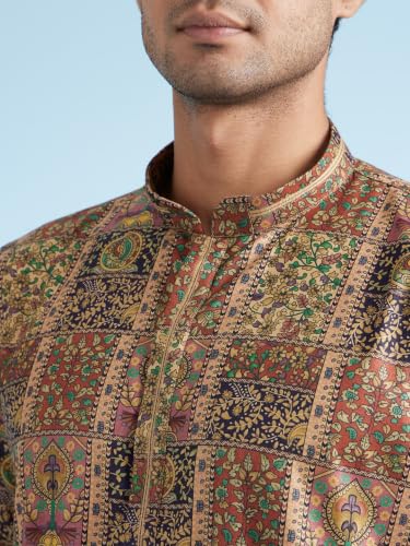 DIWAS BY MANYAVAR Men's Ethnic Motifs Printed Kurta Pyjama Set (Green,XXL)
