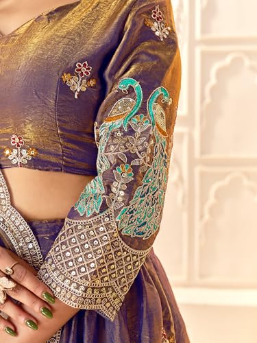 PURVAJA Women's Purple Fendi Silk Semi-Stitched Lehenga choli (LC369-Free Size)