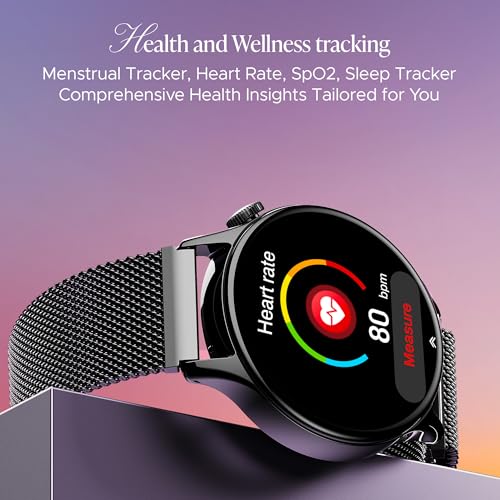 boAt Enigma Daze Women's Luxury Smart Watch w/ 1.3”(3.3cm) AuraVue Display w/ 20% Higher Brightness, Emergency SOS, Female Wellness Tracking, BT Calling, smart Watch for Women Latest (Elegant Black)