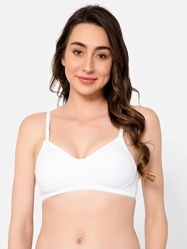 Clovia Women's Cotton Non-Padded Non-Wired Full Coverage Multiway T-Shirt Bra (BR3002T18_White_36D)