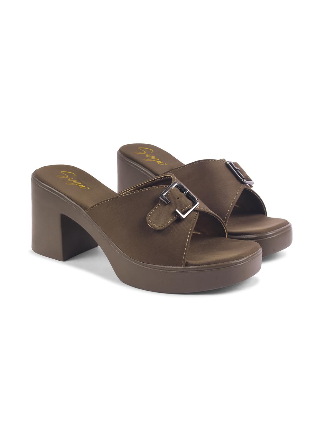 SVYA Comfortable Heel Sandals for Women and Girl. (Mehndi, UK Footwear Size System, Adult, Women, Numeric, Medium, 6)