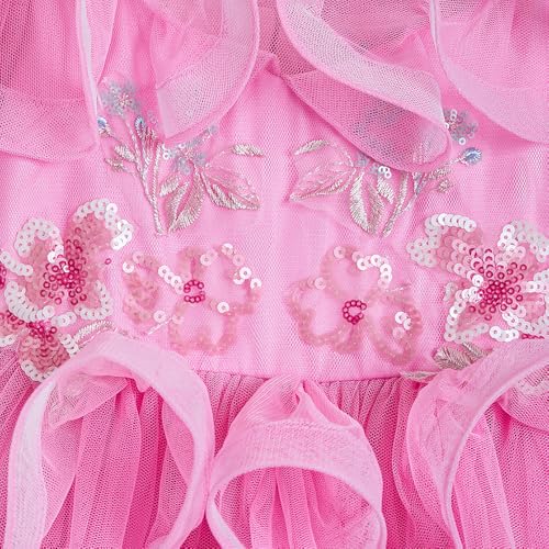 Hopscotch Girls Pink Short Sleeves Floral Applique Ruffled Gown for Age (7-8 Years)