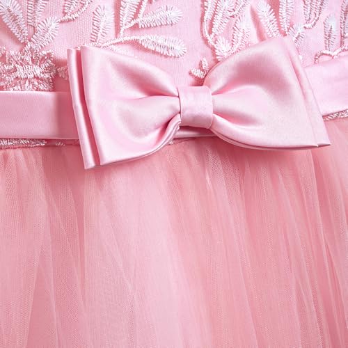 Hopscotch Girls Floral Embroidered Sleeveless Gown with Crown Headband in Pink Color for Age (10-12 Years)