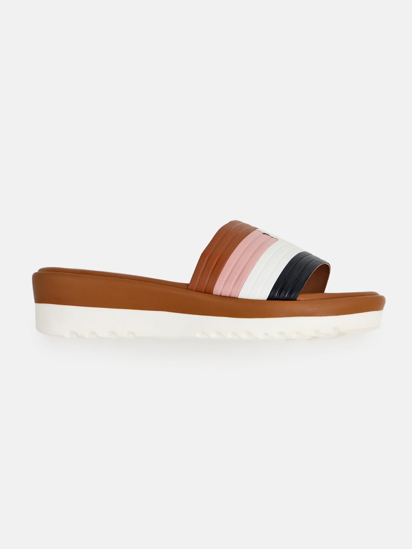 KENNETH COLE Women's Wedge Sandal | Premium Synthetic | Chic Boldly Striped Open-Toe Slip-On | Plush Cushioned Footbed for All-Day Comfort