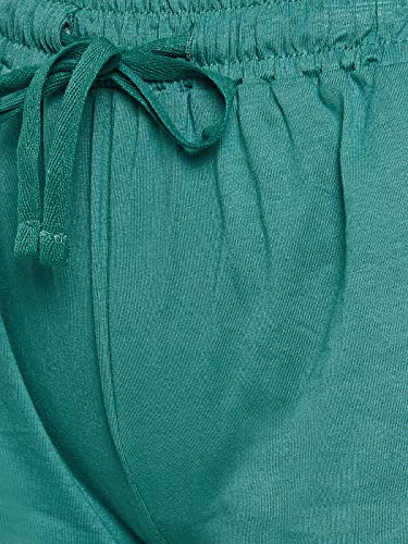 Clovia Women's Cotton Libra Print Top & Shorts Set (LS0555G36_Teal_S)